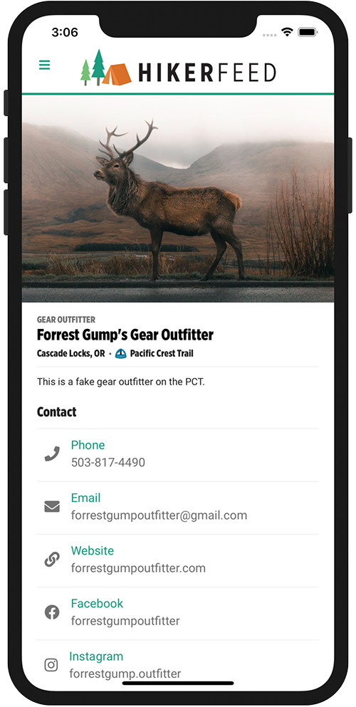 HikerFeed Mobile Screenshot - Vendor Page