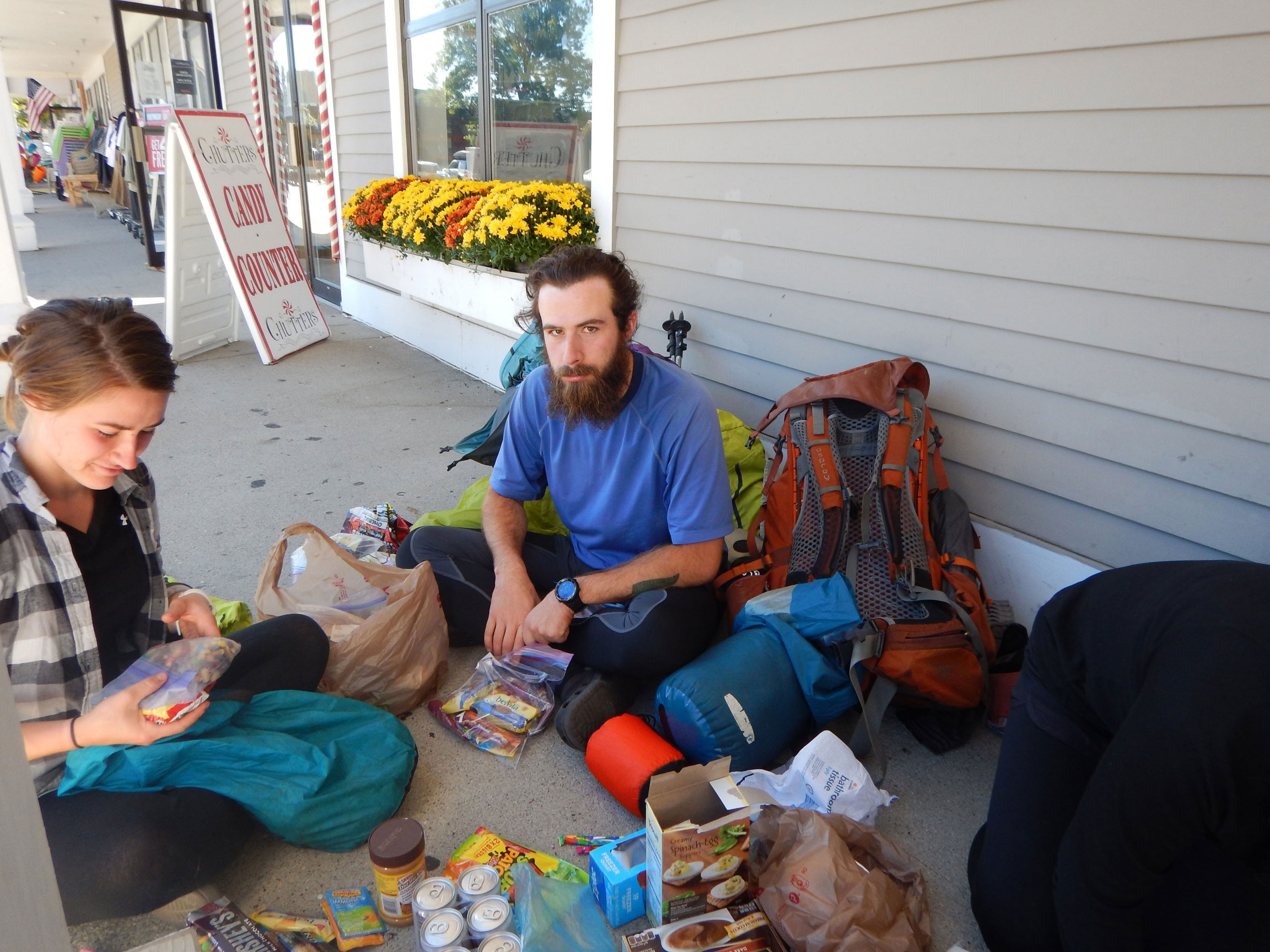 Food and supplies prepared for an Appalachian Trail resupply